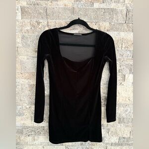 Shein 3/$25 Black Velvet short dress.  Long Sleeve Dress size xs,